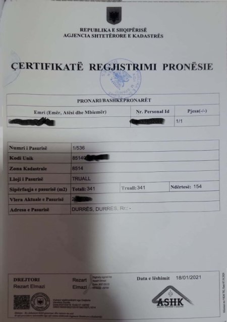 SHITET TRUALL ME SIPERFAQE 341M2 NE QENDER TE DURRESIT TEK PROKURORIA DURRES 700.000 LEK M2