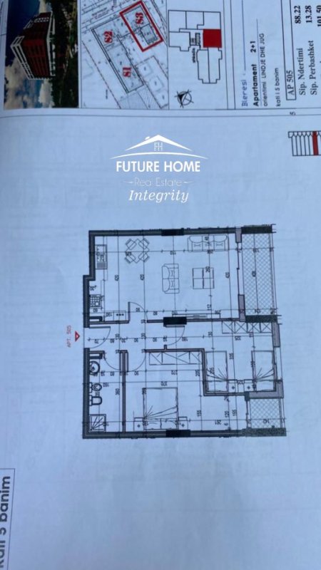 Tirane, shitet apartament 2+1 Kati 5, 101 m² 140.000 € (Kompleksi Mirabella)