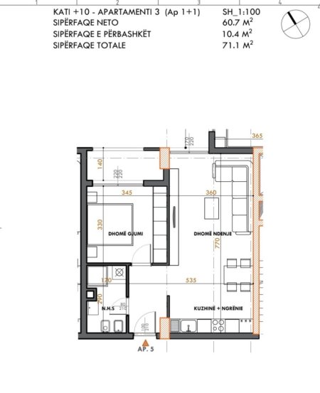 Apartament 1+1 ne Shitje tek Ish Fusha e Aviacionit.