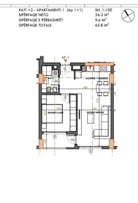 Apartament 1+1 ne Shitje tek Ish Fusha e Aviacionit.