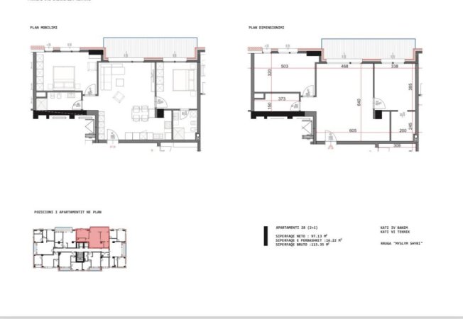Apartament  2+1+2 ne shitje , 113 m² 340.050 € (Myslym Shyri)