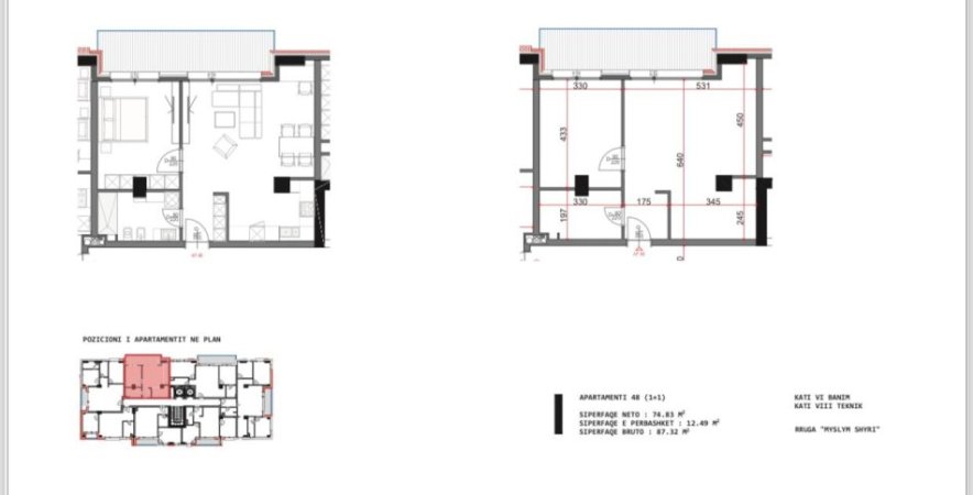 Tirane, shitet apartament 1+1 Kati 6, 87 m² 261.960 € (myslym shyri)