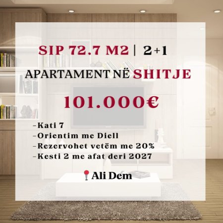 Tirane, shes apartament 2+1+Ballkon Kati 7, 723 m² 101.001 € (Ali dem)