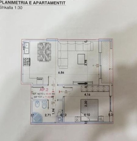 Tirane, shitet apartament 1+1 Kati 2, 71 m² 78.573 € (Yzberisht)