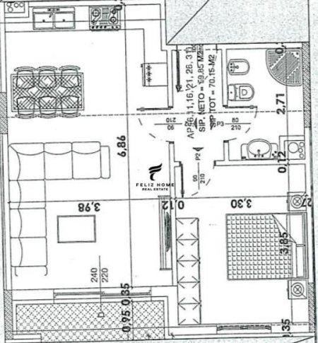 Tirane, shitet apartament 1+1 Kati 3, 71 m² 84.000 € (YZBERISHT)