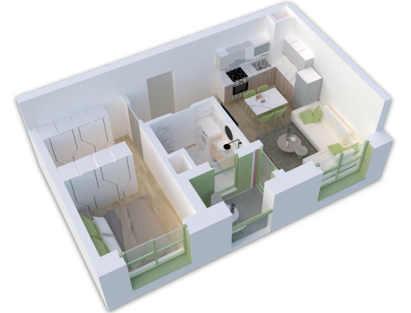 Tirane, shes apartament 1+1 Kati 7, 60 m² 83.000 € (Pasho Hysa)