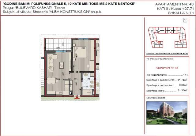 Tirane, shitet apartament Kati 5, 96 m² 77.000 Euro (Bulevardi i Kasharit)
