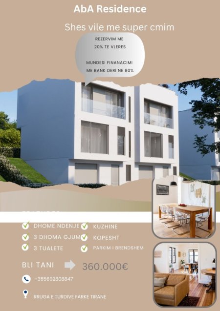 Tirane, shes Vile 3 Katshe Kati 3, 196 m² 360.000 € (Rruga e Turdive Farke Tirane)
