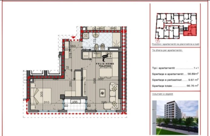 Tirane, shitet apartament 1+1+Ballkon Kati 7, 67 m² 119.000 € (BULEVARDI I RI)
