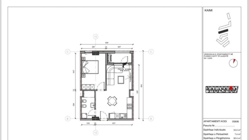 Tirane, shitet apartament 1+1+Ballkon Kati 6, 60 m² 80.000 € (ALI DEMI)