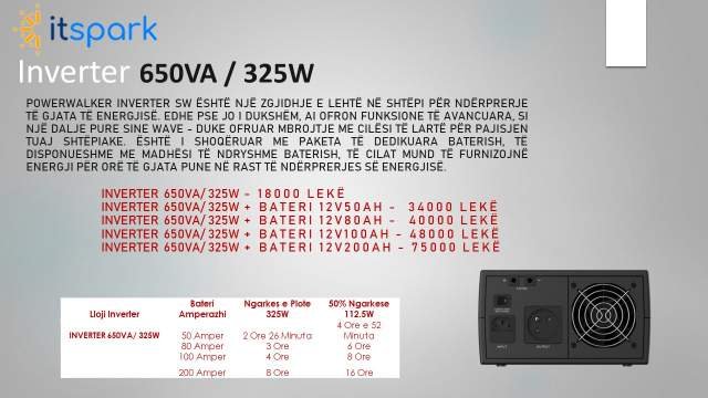 Inverter 650 34000.00 deri 75000.00 Leke