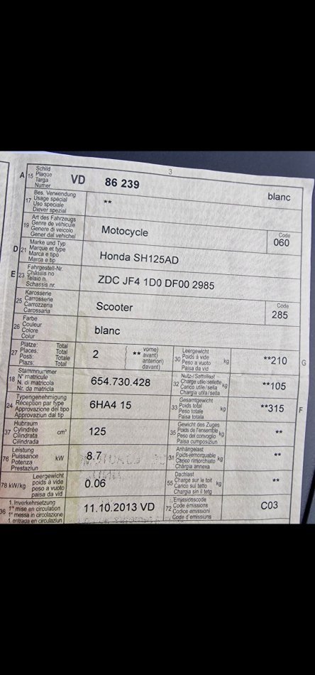 🇨🇭 HONDA SH 125 AD,ABS , e bardhë 7.312 km