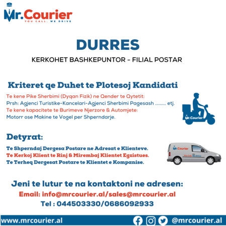 Durres, Kerkohet Bashkepuntor si Perfaqesues te Sherbimeve Postare