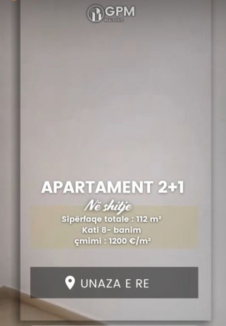 Tirane, shitet apartament 2+1 Kati 8, 112 m² (Unaza e Re)