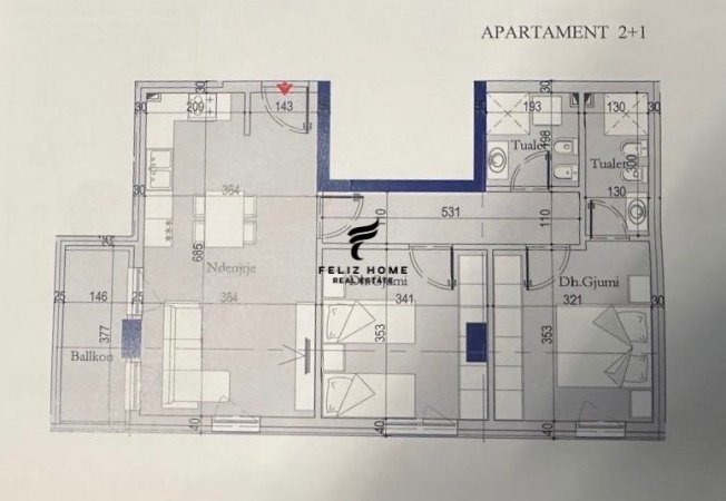 Tirane, shitet apartament 2+1+Ballkon Kati 7, 80 m² 114.000 € (ISH SHESHI SHQIPONJA)