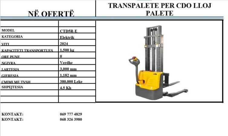 Lushnje, oferte TRANSPALETA MANUALE DHE ELETRIKE 350 €