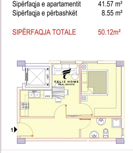 Tirane, shitet apartament 1+1+Ballkon Kati 6, 50 m² 80.000 € (SELITE)