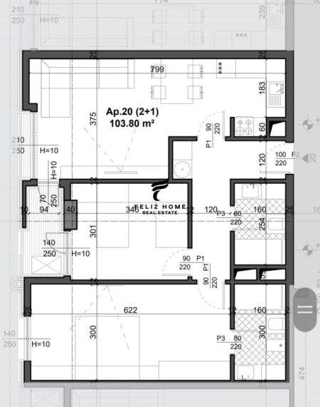 Tirane, shitet apartament 2+1+Ballkon Kati 4, 104 m² 140.000 € (FUSHA AVIACIONIT)