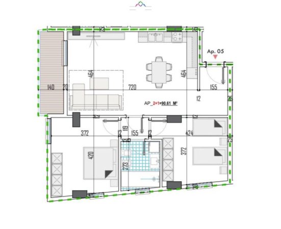 Tirane, shes apartament 2+1 Kati 1, 106 m² 109200 € (Paskuqan)