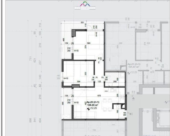 Tirane, shes apartament 2+1 Kati 3, 109 m² 158.000 € 
