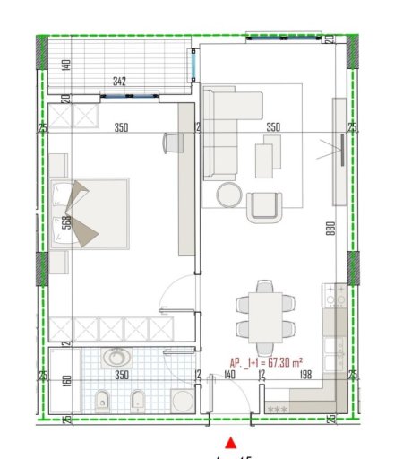 Rezidenca Apollo shitet apartament 1+1 me CMIM OKAZION 950 Euro