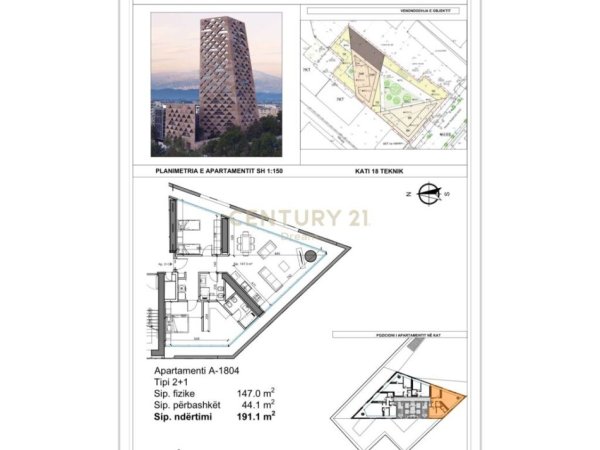 Tirane, shes apartament 2+1+Aneks+Ballkon Kati 18, 191 m² 339.000 € (TIRANA TOWER)