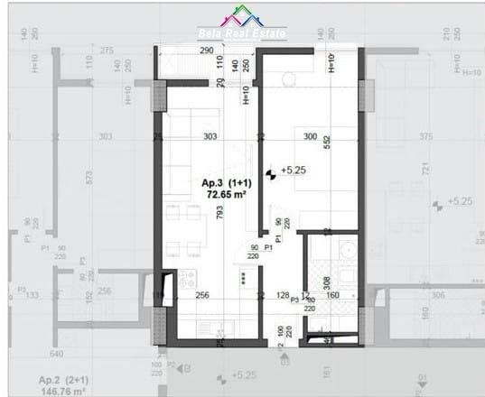 Tirane, shes apartament 1+1+Ballkon Kati 1, 73 m² 116300 € (fusha e aviacionit)