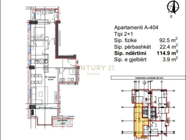 Tirane, shes apartament 2+1+Aneks+Ballkon Kati 4, 115 m² 385.605 € (Stadiumi Dinamo)