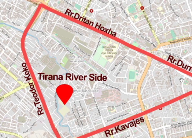 Tirane, shes apartament 1+1+Ballkon Kati 3, 85 m² (Riverside Residence)