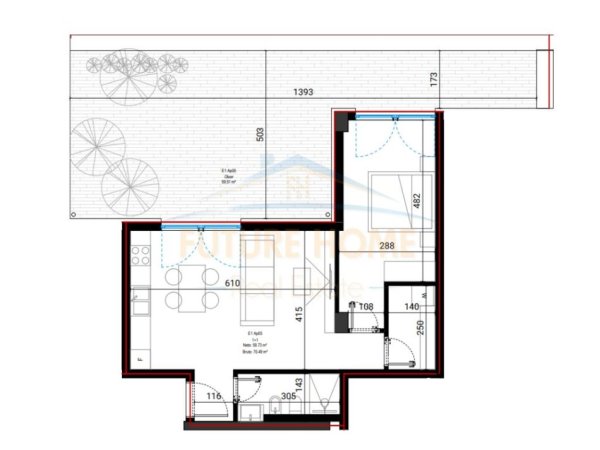 Vlore, shitet apartament 1+1 Kati 0, 60 m² 280.658 € (Rezidenca Santorini II, Dhërmi)