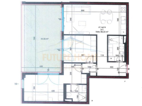 Vlore, shitet apartament 2+1 Kati 1, 85 m² 329.616 € (Rezidenca Santorini II, Dhërmi)