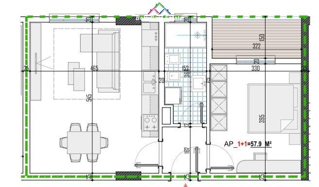 Tirane, shes apartament 1+1+Ballkon Kati 4, 68 m² 71.000 € (paskuqan)